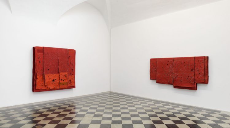 Simon Callery. Red and Orange Step Paintings